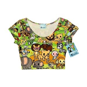 JapanLA x Tokidoki Midriff Crop Top Savannah Jungle Safari Animals Women Medium